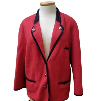 Giesswein Austria 42 12 Red Austrian Boiled Wool Blazer Jacket 
