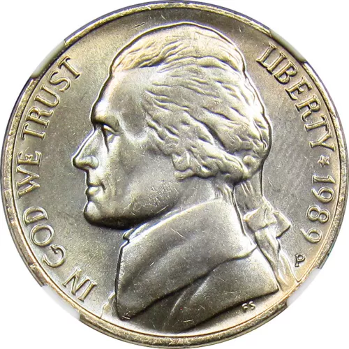 **1989-P Jefferson Nickel NGC MS66 5FS (Full Steps--Attractive Toning)**