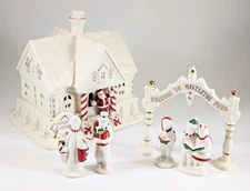 Lenox Mistletoe Park Cottage with Carolers 6 PC. Combo Set Village Treasures New