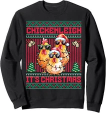Chickenleigh It's Christmas Funny Hen Chicken Ugly Unisex Crewneck Sweatshirt