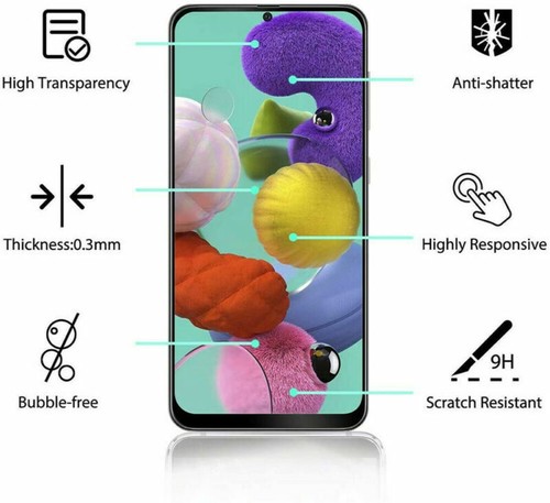 For Samsung Galaxy A10E A20 A20S A51 A71 4G Full Coverage Glass Screen Protector - Photo 21 sur 21