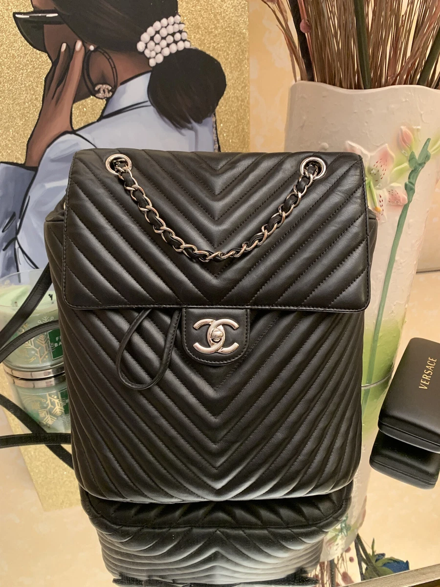 Chanel Urban Spirit Chevron Black Large Backpack