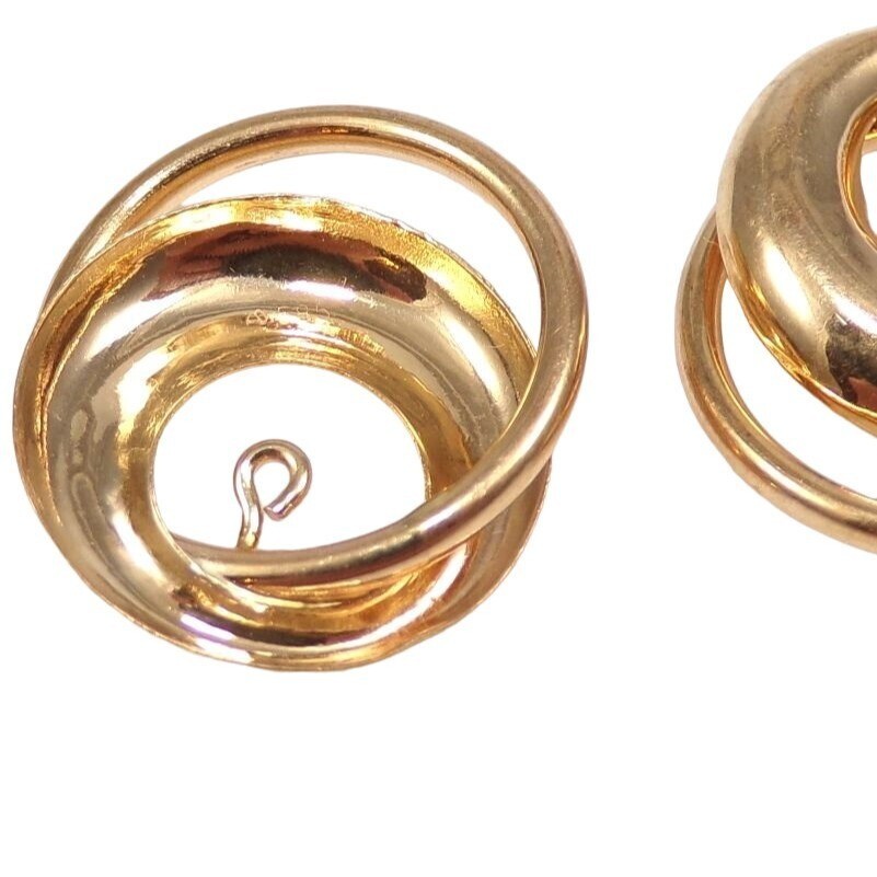 Solid 14K Yellow Gold Double Circle Earring Guard… - image 2