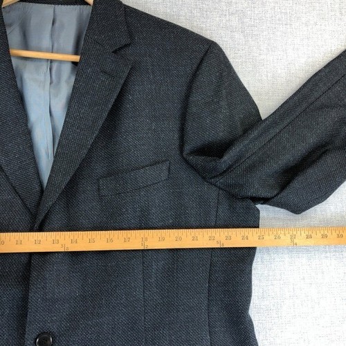 Hugo Boss Rossellini Wool Silk Blend Sport Coat Blazer Mens 48L Blue Black USA - Picture 3 of 14