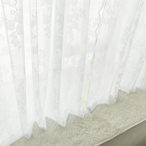 Pair (x2) Voile Eyelet Ring Top Curtains - Net Voile Sheer Curtain - Lucy Panel - Picture 9 of 14