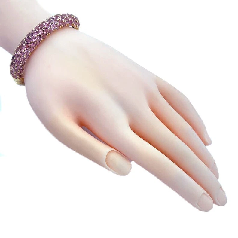 Brazalete Morganita Oro 18k Rosa Medio Círculo Bisagras Cúpula Foto 3 de 4