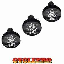 Black Billet Fairing Windshield Hardware Kit 96-13 Harley Touring - Pin Stripe W
