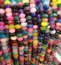 5x8mm Faceted Rondelle Multi-color Jade Gemstone Abacus Loose Beads Strand 15"