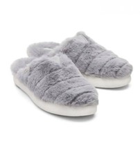 Toms Fluff Slippers Alpargata Mallow Mule Grey Smoke Faux Fur Women NEW Size 9.5