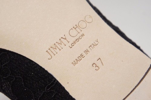 JIMMY CHOO ALINA SCARPE BASSE IN PIZZO NERO PUNTA 37/6,5 $595 - Foto 11 di 12