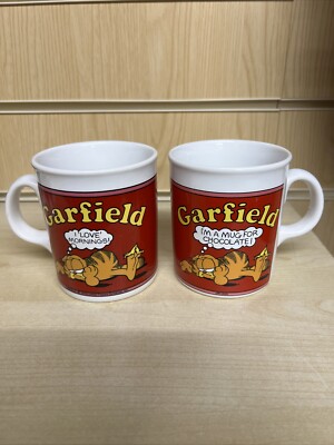 Garfield Vintage Tassen X2 Keramik Kaffeetassen Jim Davis Sammlerstücke 1978