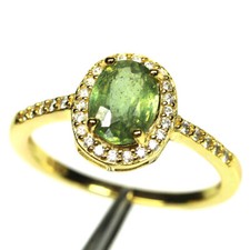 925 Sterling Silver Green Sapphire Zircon Jewelry Ring Size 6.75