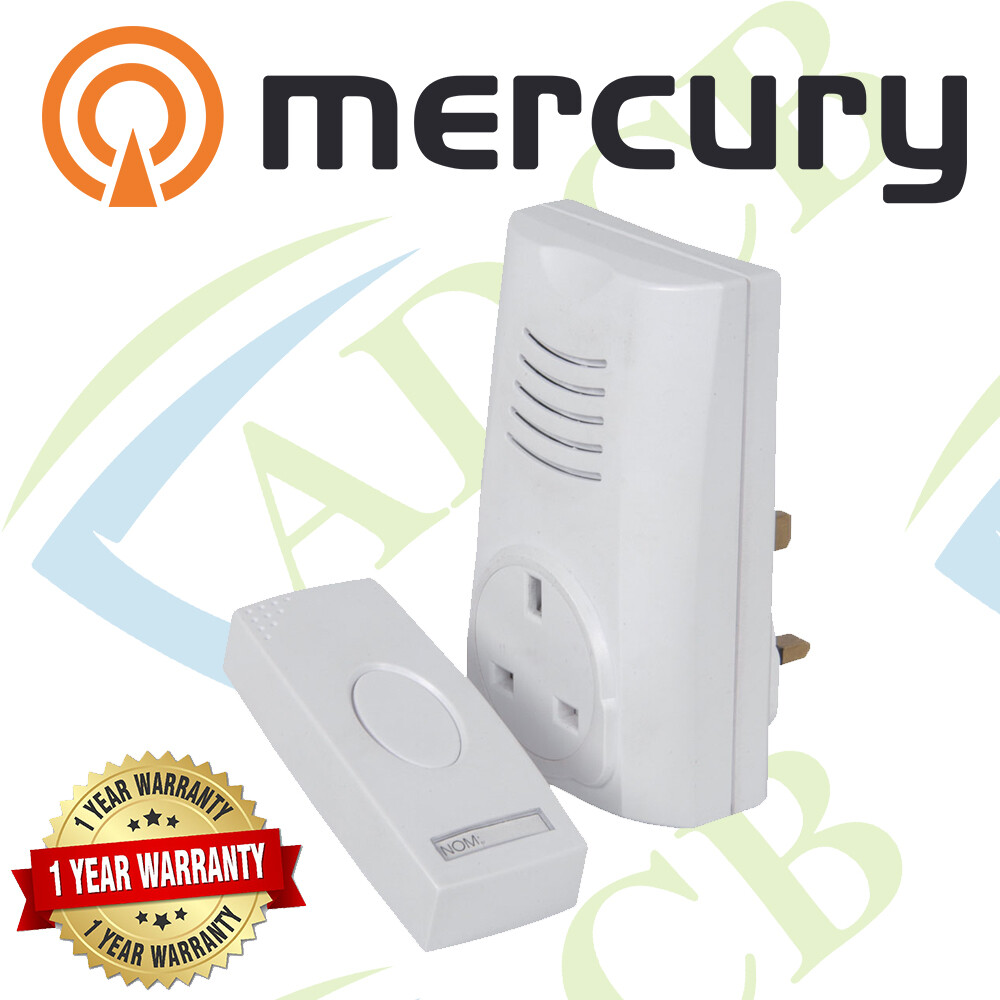 B4 Mercury DB300 Plug-Through Socket WIRELESS DOOR BELL CHIME