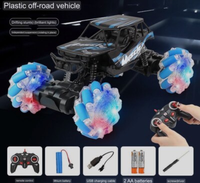Monster Truck 4WD Off Road Rc Crawler FAST!  360 degrees LED tires Toy Stunt Tr
