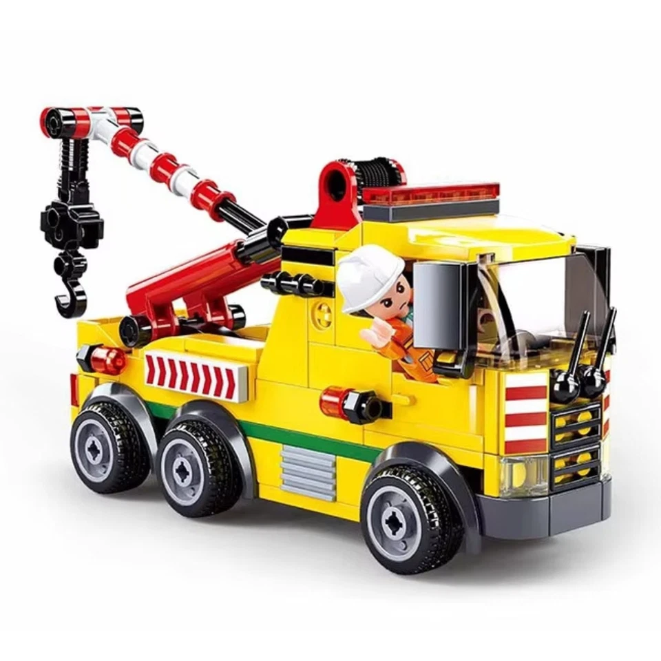 Sluban Recovery Tow Truck + Motorbike + Figures Building Blocks 205 pcs *NEW* - Image 2 of 4
