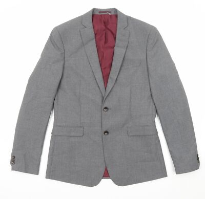 Marks and Spencer Herren Sakko Anzugjacke Grau Polyestermischung Größe 40 Regular