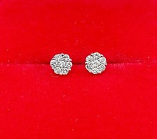STEAL DEAL 10K Gold Genuine Diamond Round Cluster Studs Earrings .12ct 3.5 MM