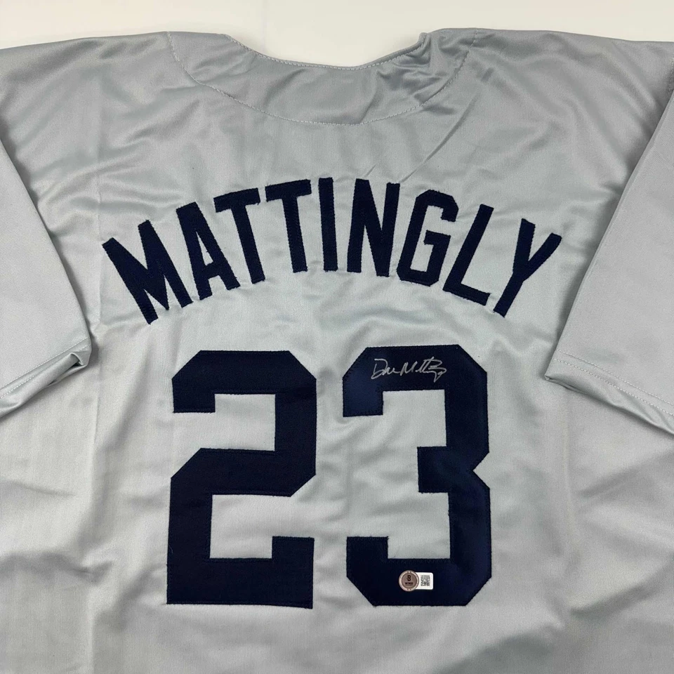 Autographed/Signed Don Mattingly New York Grey Baseball Jersey Beckett BAS COA - Image 2 of 4