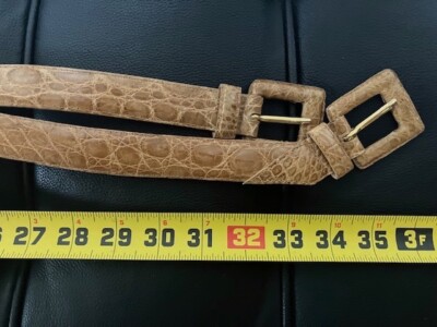 Nancy Gonzalez Tan Croc-Embossed Double Wrap Belt with Gold Buckles NWOT Auth Nancy Gonzalez Tan Beige Lt Brown Crocodile Double  main image 4