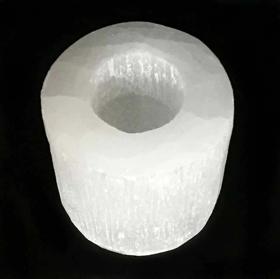 Selenite Crystal Candle Holder SET of 2 HANDMADE 3 Candle Tea Light Stand Lamp  - Image 2 of 4
