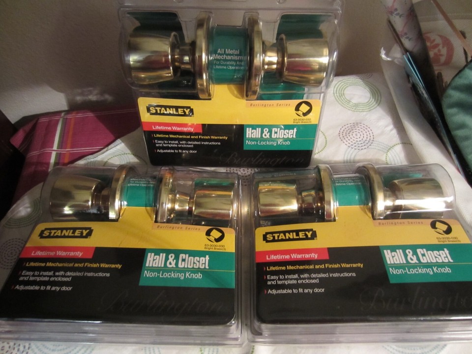 3STANLEYLIFETIME WARRANTY/HALL & CLOSET NON/LOCKING GOLD/DOORKNOBS eBay