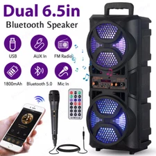 3000W Portable Bluetooth Speaker Sub woofer Heavy Bass Sound System Party + Mic