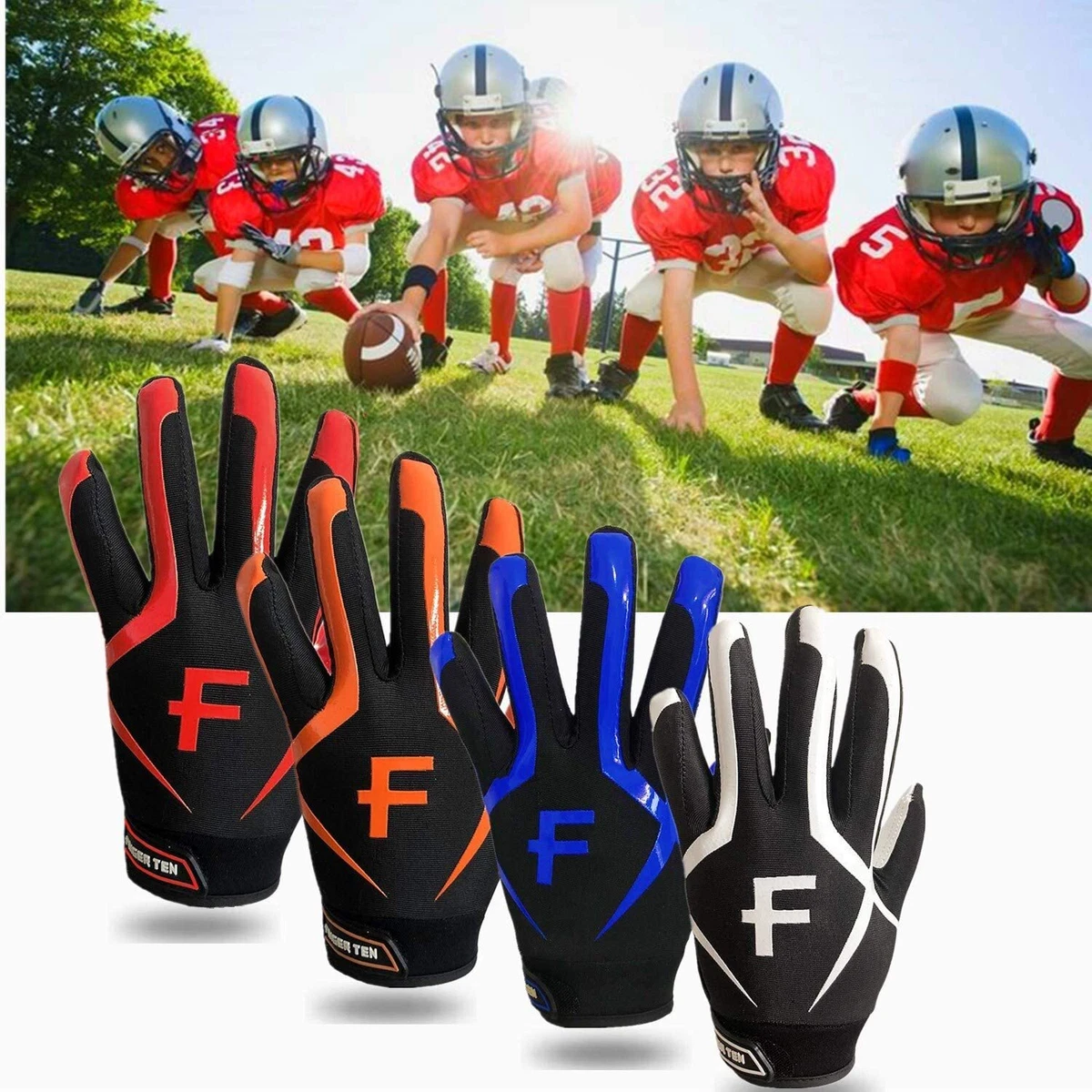 Football Gloves Youth Kids Ultra Tack Sticky Non-Slip Palm Receivers Boys  Girls