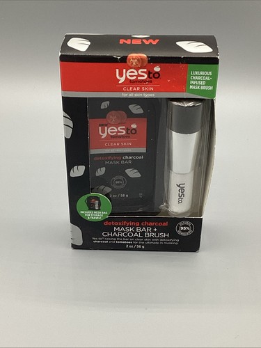 2pc Yes To Tomatoes Detoxifying Charcoal Mask Bar & Brush Gift Set - Picture 1 of 4