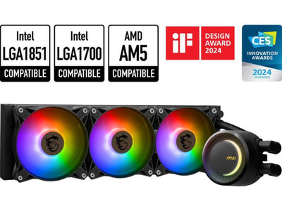 MSI MAG CoreLiquid E360 Black - AIO ARGB CPU Liquid Cooler - Rotating Cap Design