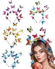 4 Pack Butterfly Fascinator Hats Women Butterfly Headband Crown Monarch
