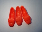 3 Vintage Barbie Francie Doll Neon Orange Bow Squishy Heels Shoes