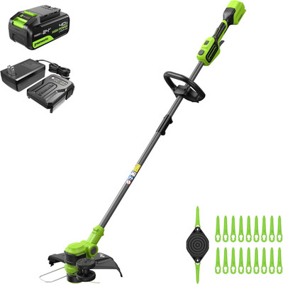 24V Cordless Brushless String Trimmer/Edger with 20 Blades & Battery Included