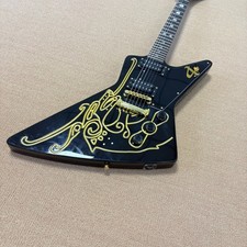 Standard Electric Guitar Black with Gold Vine Inlay 6strings US Warehouse