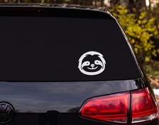 Cartoon Sloth Face Oval Black White Shaggy Fur Vinyl Decal Sticker