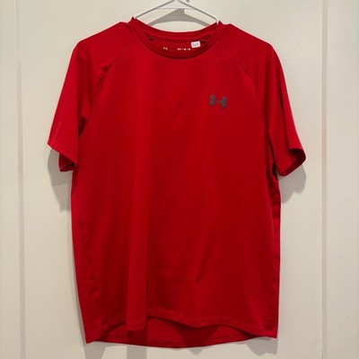 Under Armour Mens The Tech Tee Red Short Sleeve Training Shirt Size Medium