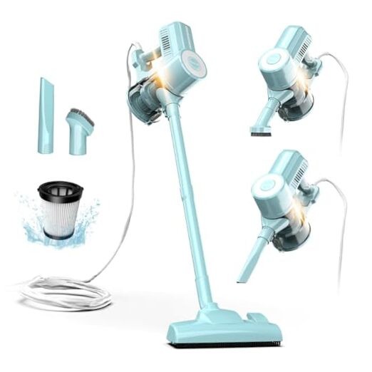 Corded Stick Vacuum Cleaner - 450W, Lightweight 2 in 1 Handheld with Cyan