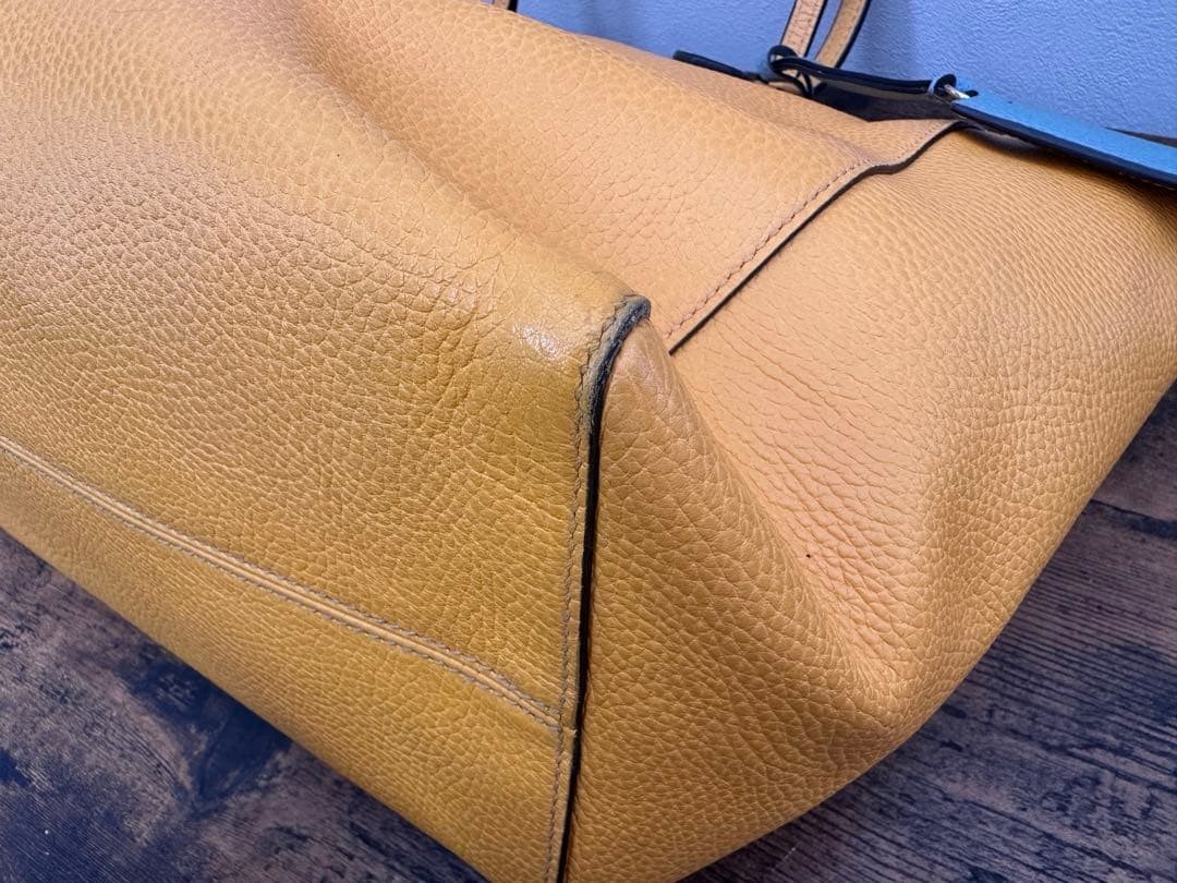 GUCCI Leather Tote Bag Yellow Blue Bicolor High Capacity Authentic Excellent thumbnail 9