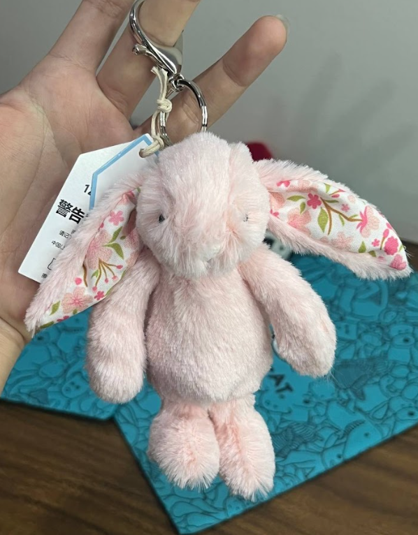 Jellycat Blossom Blush Bunny Plush Bag Charm Keychain Cute