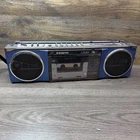 Sanyo M7780K Stereo Radio Cassette Recorder Made in Japan Blue - Untested