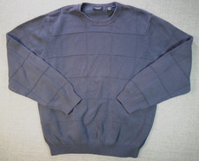 Van Heusen Mens Sweater Large Cotton Classic Style Dark Blue