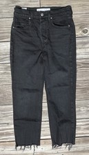Frank  Eileen Monaghan Mom Jeans Womens 27 Black Wide Leg Denim Button Fly USA