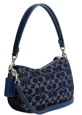 ❤️ Coach Swinger Small In Signature Denim Silver/Deep Blue
