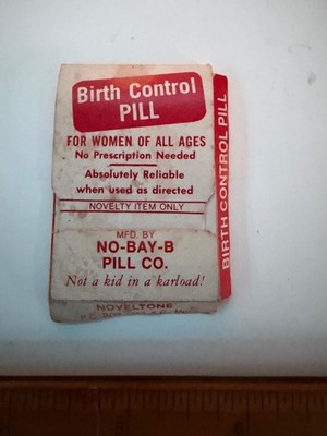 VINTAGE NOVELTY BIRTH CONTROL PILL TOKEN WITH PACKAGING