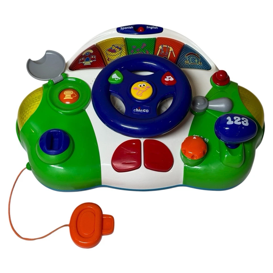 Rare 2000s Chicco Bilingual Smart Talking Driver Toy Steering Wheel Lights Sound - Image 2 of 4
