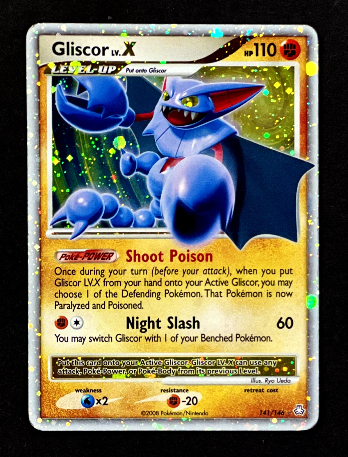 2008 Pokemon GLISCOR LV.X Legends Awakened Set HOLO Foil Rare Card 141/148 SWIRL