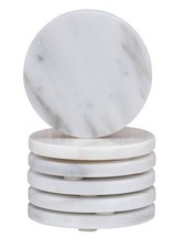 6er Set Glas Untersetzer 10cm rund Marmor Natur Küchendeko Naturstein Marmoriert