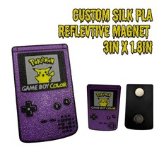 Gameboy Color Purple Pikachu Custom Magnet - Reflective Silk Pla - Pokemon