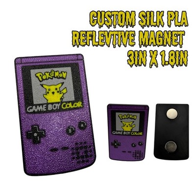 Gameboy Color Purple Pikachu Custom Magnet - Reflective Silk Pla - Pokemon
