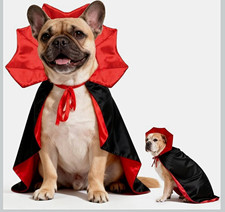 DOG HALLOWEEN COSTUME VAMPIRE CLOAK WIZARD OUTFIT COSPLAY CAPE SMALL/MED DOG CAT