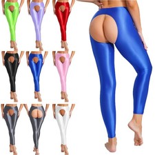 UK Womens Shiny Glossy Tights Pantyhose Stockings Cut Out Stretchy Skinny Pants